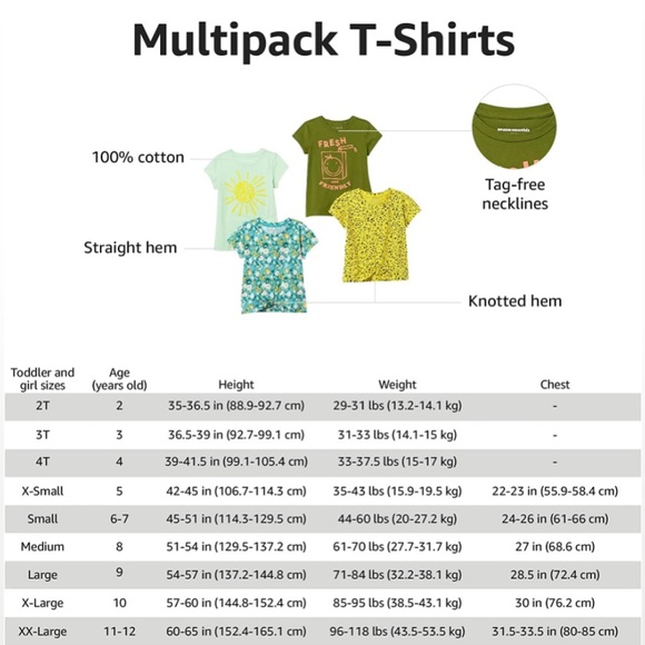 Spotted Zebra Girls Short-Sleeve T-Shirt Tops Multipacks Cool Summer Tees XL - Picture 5 of 6